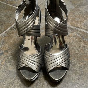Silver Mark Fisher Heels, Size 7 1/2